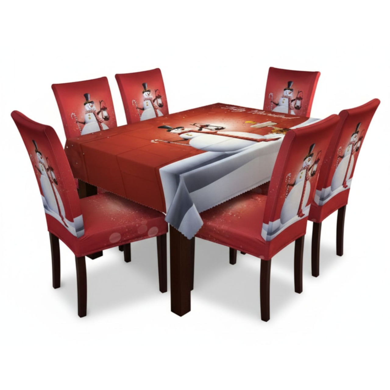 set Mantel + fundas muñeco navidad